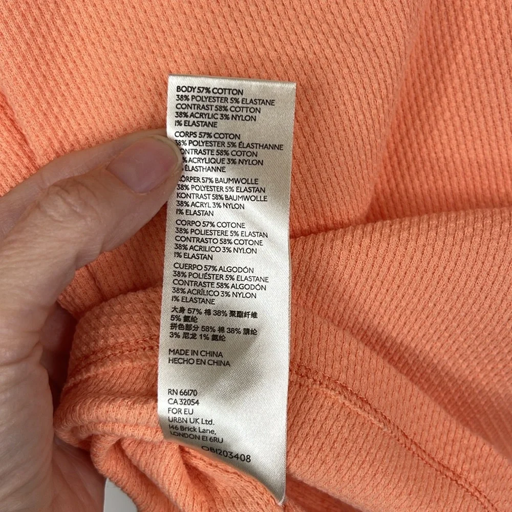 Free People in The Mix Cuff Thermal Top Desert Orange Combo Size XS